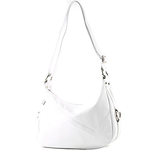 modamoda de - ital bolsa de hombro/hombro hecha de cuero T164, Color:blanco