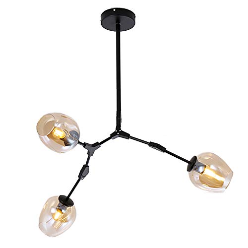 Moderna Sputnik Iluminación Lámpara De Techo Sombra De Degradado Metal Lámpara Colgante Mid Century Lámpara De Araña Oro Fijación De La Luz Del Techo Para Hallway Bar Cocina Comedo-Ámbar 3 cabezas