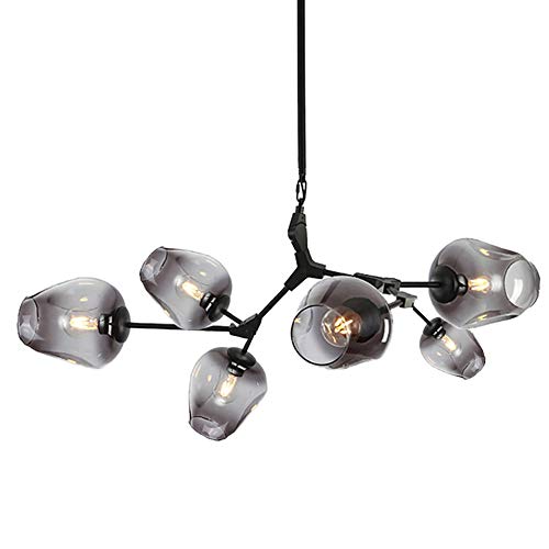 Moderna Sputnik Iluminación Lámpara De Techo Sombra De Degradado Metal Lámpara Colgante Mid Century Lámpara De Araña Oro Fijación De La Luz Del Techo Para Hallway Bar Cocina Comedo-Gris humo 6 cabezas