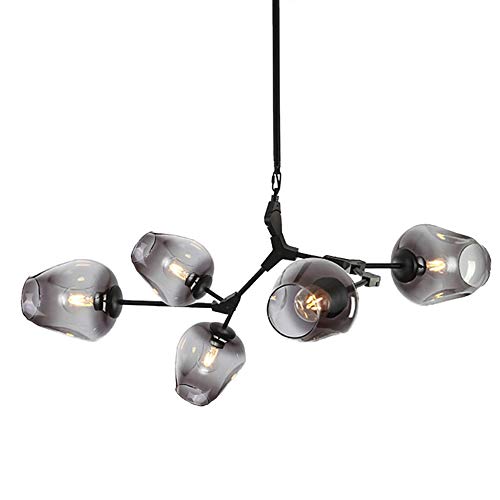 Moderna Sputnik Iluminación Lámpara De Techo Sombra De Degradado Metal Lámpara Colgante Mid Century Lámpara De Araña Oro Fijación De La Luz Del Techo Para Hallway Bar Cocina Comedo-Gris humo 5 cabezas