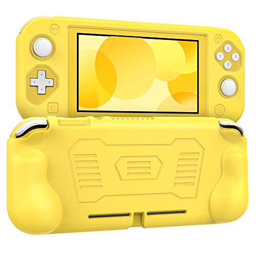 MoKo Funda Compatible con Nintendo Switch Lite, Cubierta Protectora de Silicona con Mango Rellenos Integrados de Diseño Ergonómico Durable Cómodo para Nintendo Switch Lite 2019 – Amarillo