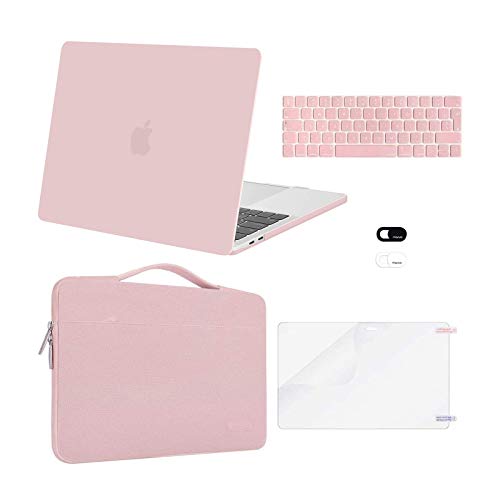 MOSISO Funda Dura Compatible con MacBook Pro 13 A2338 A2289 A2251 A2159 A1989 A1706 A1708,Plástico Carcasa Rígida&Funda Protectora&Protector Pantalla&Piel de Teclado&Cubierta Webcam,Cuarzo Rosa