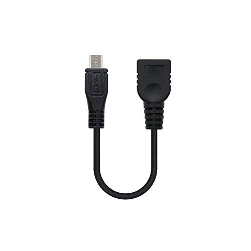 NANOCABLE 10.01.3500 - Cable USB 2.0 OTG (On-The-GO), Tipo Micro B/M-A/H, Macho-Hembra, Negro, 15cm