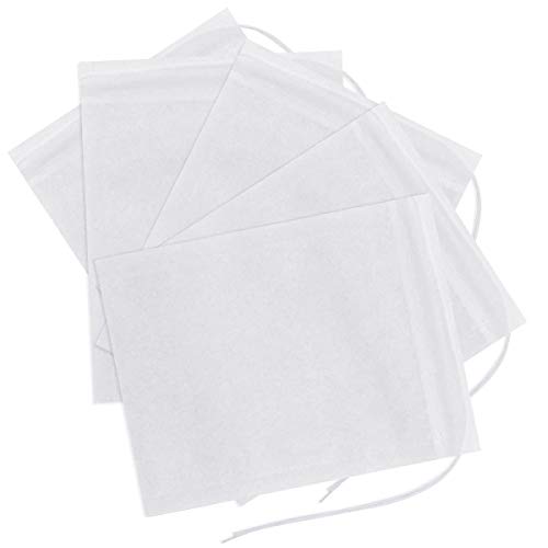 NATUCE 100 Pcs Bolsas de Filtro de té Desechables con Cordón, Bolsas de té vacias para Hierbas Sueltas, tés y café, sin blanquear, Papel de Pulpa de Madera, 6 cm x 8 cm (Blanco, 100)