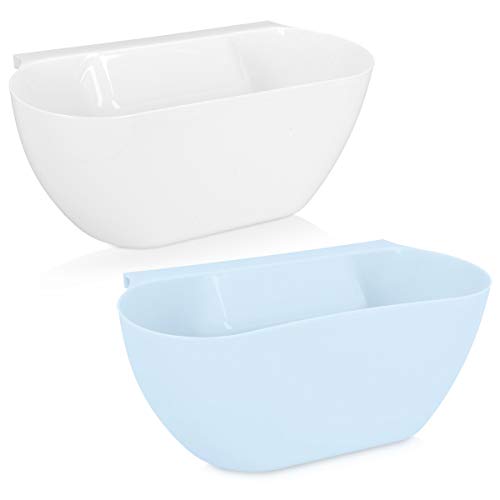 Navaris 2X Bandeja para desechos de Cocina - Set de Dos contenedores Colgantes para Recoger la Basura - Recipiente en Azul y Blanco