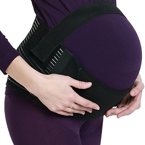 NEOtech Care Faja de Embarazo - Cinturón de Maternidad - premamá Banda para Abdomen/Cintura/Espalda, Apoyo para el Vientre - Marca (Negro, XL)