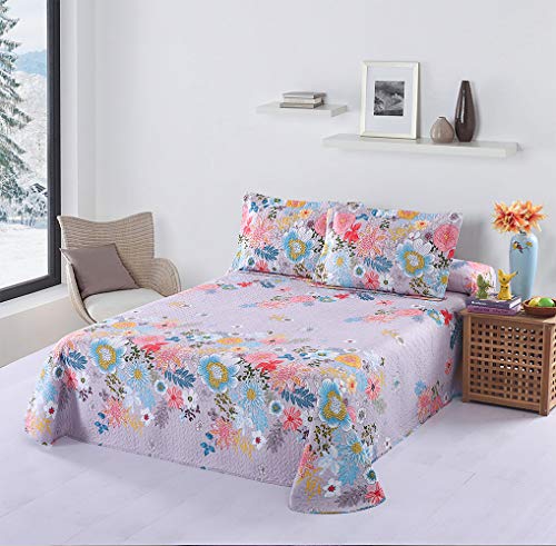 NH NOVOTEXTIL HOGAR Samos Colcha Estampada Verano/Entretiempo, Póliester-Algodón Varias Medidas (Cama 135 cm (235x270))