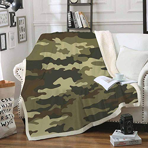 NICHIYO Manta de forro polar de camuflaje para adultos y niños, 100% microfibra, para sofá cama y sofá (3,100 cm x 140 cm)