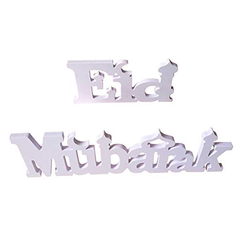 NorCWulT Carta de Eid Mubarak plástico Adornos de los Regalos Decor Ramadán Crafts Interior de Eid Mubarak casa decoración Blanca