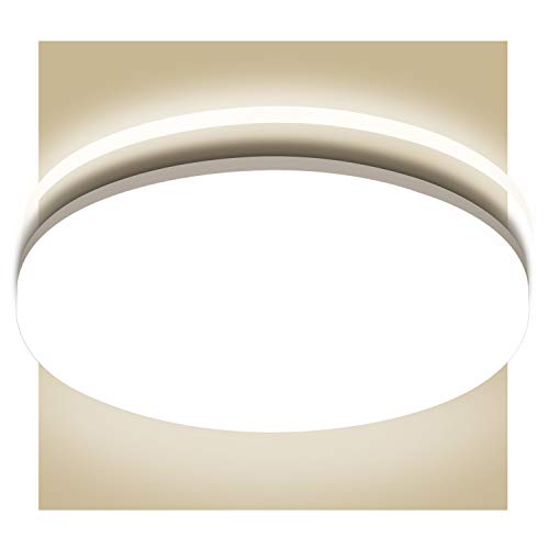 Oeegoo LED Lámpara de Techo Redonda, 18W 1800LM Plafón de Techo, IP44 Impermeable, LED Plafón para Baño, Cocina, Dormitorio, Sala de Estar, Ø28*4.8 cm, Blanco Natural 4000K