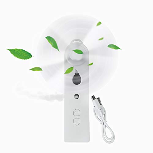 Olywee Mini Ventilador de mano USB Ventilador de nebulización Ventiladores de escritorio portátiles recargables para oficina, hogar, escuela, camping, exteriores, viajes (2 velocidades)