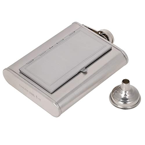 Omabeta Estuche para Cigarrillos con diseño de Doble propósito, Estuche portátil para Cigarrillos de Acero Inoxidable Resistente a la oxidación, petaca con Embudo para el hogar al Aire Libre(White)