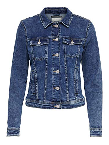 Only ONLTIA DNM Rhinestone Jacket Chaqueta, Mezclilla De Color Azul Claro, S para Mujer