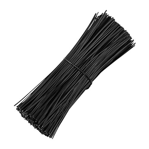 OUNONA Lazo de alambre de hierro recubierto de plástico ataduras Organizador del abrigo del cable ata 15cm 500pcs (negro)