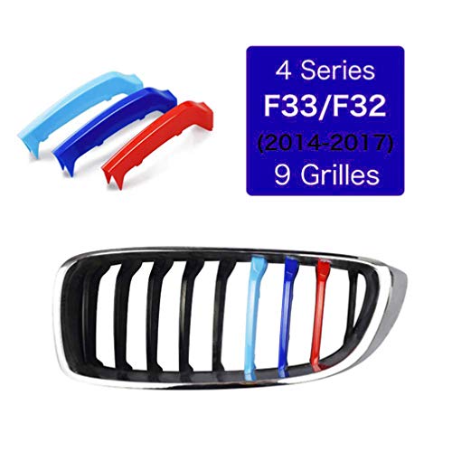 Para B M W 4 Series F32 F33 420i 428i 435i 2013-2018 (9 Rejilla) 3D Coche Rejillas Frontales Embellecedor Parrilla Delantera Cubierta Pegatinas 3 Piezas