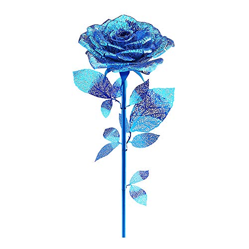 piececool Puzles de metal 3D DIY Rose Cultura DIY Modelo de metal para Adultos - Oro Rosa-15pcs (Azul)