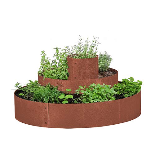 prima terra Pirámide para plantas de acero oxidado, anillos para plantas, piramidales, bancal, anillos de árbol, diámetro = 80 cm, altura total = 45 cm