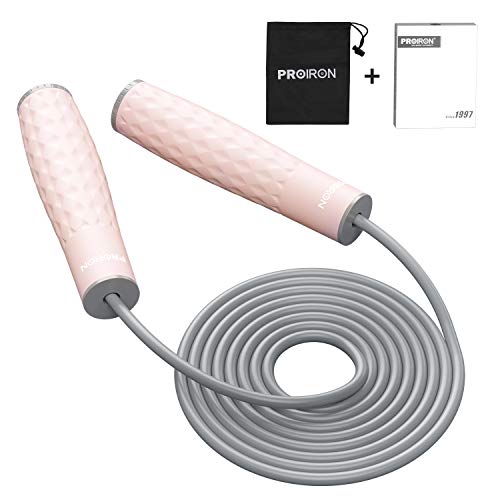 PROIRON Cuerda para Saltar Ajustable de 3 m - Combas Ponderada con Mango de Silicona Suave (Carga extraíble 2 x 100g) - Jump Rope de Fitness,Crossfit, Gym para Mujer,Hombre y Niños (Rosado)