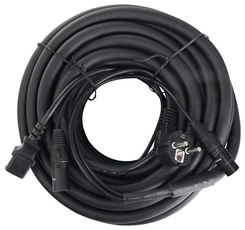 Pronomic Stage EUIECX-15 cable híbrido, enchufe toma tierra sobre enchufe IEC (hembra), XLR/XLR 15m