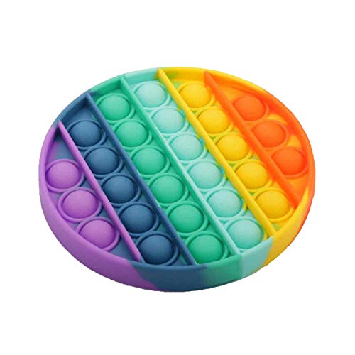 Push pop Bubble Sensory Fidget Toy, New Colorful Push Pop Bubble Fidget Sensory Toy, Autism Stress Reliever Extrusion Toys Kids Gift (Redondo - arcoiris)