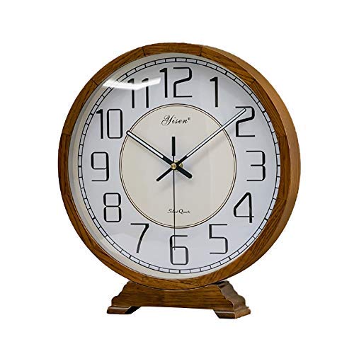 Relojes de sobremesa Mesa Reloj de Escritorio de Madera Maciza Decorativo con Pilas Antiguo Mudo Retro Habitación Adornos Numeral Nórdico Regalos para el hogar , con función Luminosa