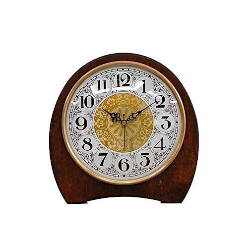 Relojes de sobremesa Reloj de Mesa con Manto de Madera Maciza Reloj Decorativo con Pilas Antiguo Mudo Retro Adornos de habitación Numeral Diseño nórdico para el hogar Regalos (Color: Marrón)