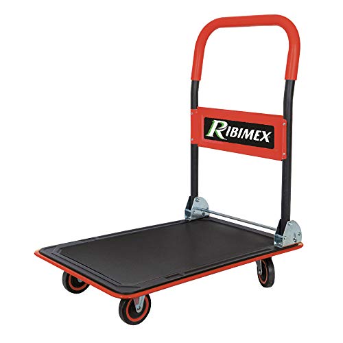 Ribimex PRCDT150 - Carro Plegable de Carga máxima 200 kg con 4 Ruedas, Rojo y Negro