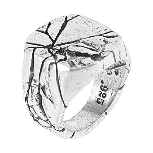 S-TROUBLE Retro Vintage Plata Hombres Novedad Anillo de Sello de grieta Rota Joyería de Moda Fresca