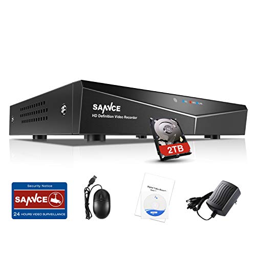 SANNCE DVR 8CH 1080N con 2TB Disco Duro de Vigilancia para Sistema de Vigilancia 5-en-1 Grabador de Video Kit de Seguridad Detección Movimiento, Alarma Email-2TB HDD