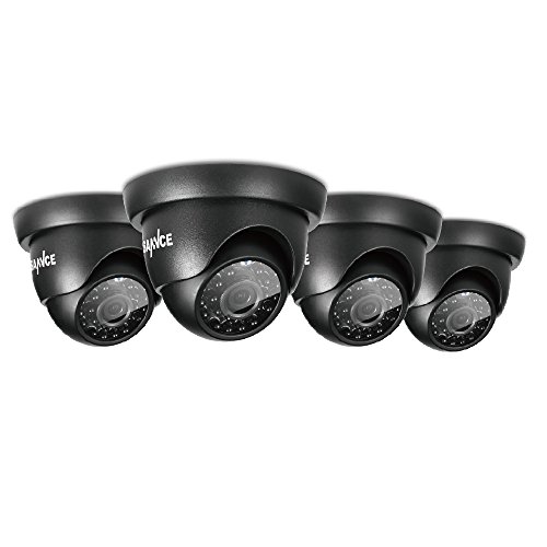 SANNCE Kit de Seguridad 720P HD 4 Cámaras Sistema de Vigilancia IR-Cut Visión Nocturna IP66 Impermeable Interior/Exterior