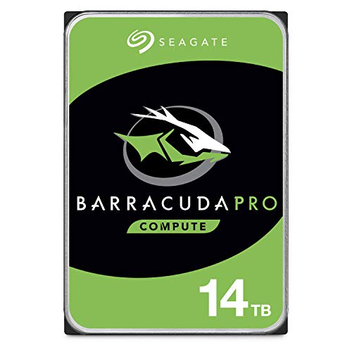 Seagate BarraCuda Pro, 14TB, Disco duro interno de alto rendimiento, HDD, 3,5" SATA 6 Gb/s, 7200 r.p.m., caché de 256 MB para PC, recuperación de datos, Paquete Abre-fácil (ST14000DMZ01)