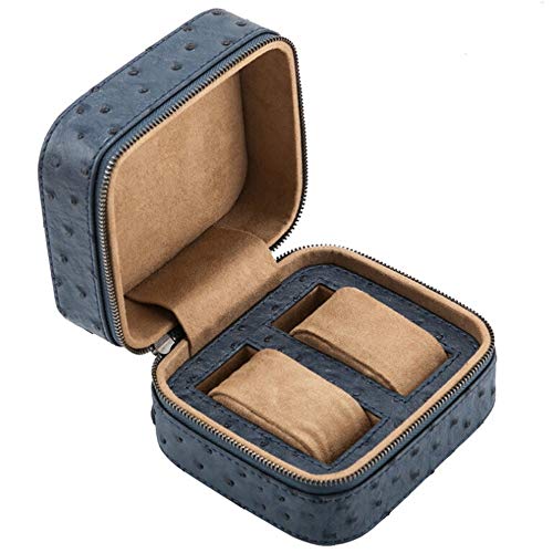 Sebasty PU Remache Caja De Reloj De Terciopelo 2 Cuadrícula Joyería Unisex Pulsera De Cuentas Cadena De Almacenamiento Portátil De Viaje Ventana De Visualización Accesorios Hombres Y Mujeres