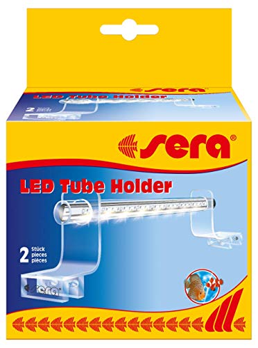 Sera 31292 - Soporte para tubo LED (acrílico, 2 unidades), color plateado