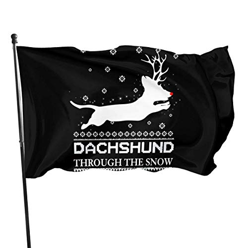 shenhaimojing Divertido Perro Salchicha Corriendo por La Nieve1 3X5Ft,Bandera Brisa,Inicio Decorativo Al Aire Libre,Bandera De La Familia,Banderas De Jardín