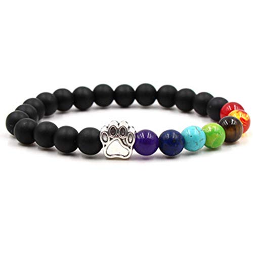 shentaotao 8mm Ojo De Tigre Bolas De Piedra Pulsera Multicolor Elástico Piedra Natural Yoga Pulsera Ajustable del Pie Chakras Brazalete Hombres Mujeres (Tipo 1)