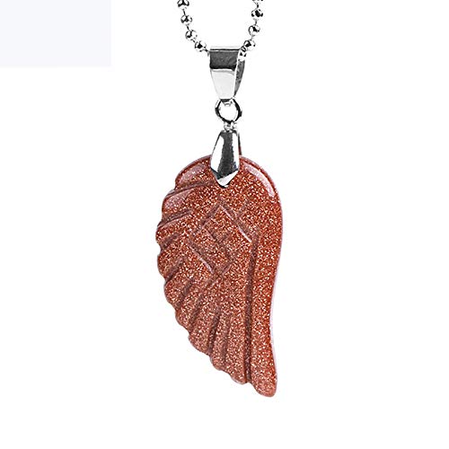 SHJZ Collares y Colgantes de ala de ángel de Piedra Gema Natural púrpura Rosa Cristal de Roca lapislázuli ópalo Verde aventurina joyería