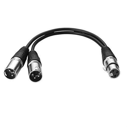 SIENOC 0.3M Cable para micrófono XLR Cable de audio XLR Hembra a XLR Macho(1x XLR Female to Dual XLR Male)