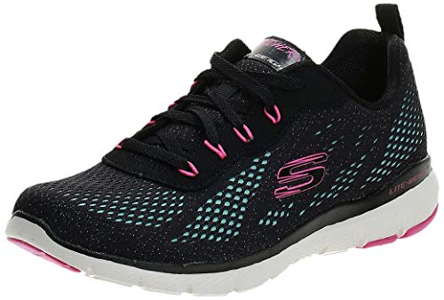 Skechers Flex Appeal 3.0-Pure Veloci, Zapatillas Deportivas Mujer, Multicolor (BBLP Black Mesh/Hot Pink & Turquoise Trim), 39 EU