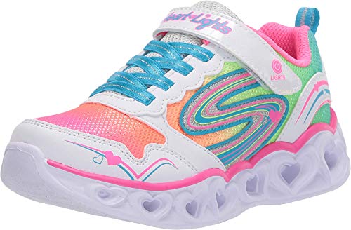 Skechers Heart Lights Love Spark, Zapatillas Niños, Blanco (White Durasatin/Multi Sparkle Mesh/Trim Wmlt), 27 EU