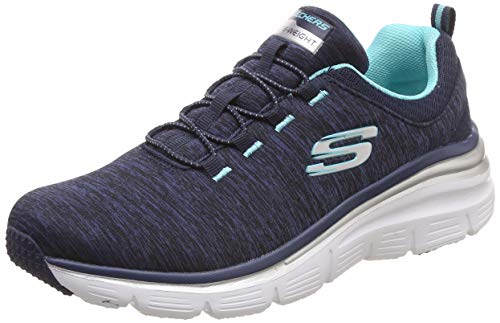 Skechers La moda se ajusta a un nivel para mujer resbalón en zapatillas de deporte, azul (Azul Marino/Turquesa), 37 EU