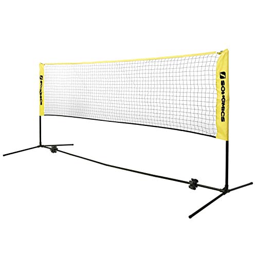 SONGMICS 3 m Red de Tenis Bádminton de Longitud, de Pie, Altura Ajustable Entre 107-155 cm  SYQ300Y