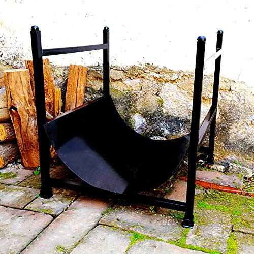 Soporte para leña Bastidores De Leña Para Trabajo Pesado Soporte De Estante De Registro De Almacenamiento De Madera Para Interiores/Exteriores, 20 Pulgadas De Alto, Negro (Color : Black)