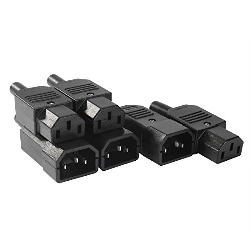 sourcing map 3 Pares CA 250V 10A IEC320 C14 C13 3 Clavijas Enchufe Macho Hembra Conector Adaptador Montaje en Panel Recableable