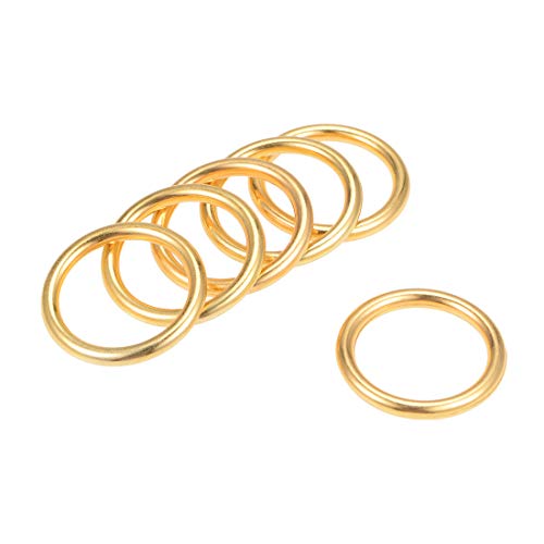 sourcing map 6 Unids O Ring Buckle OD 1-Inch Acero al Carbono O-Rings Tono Dorado