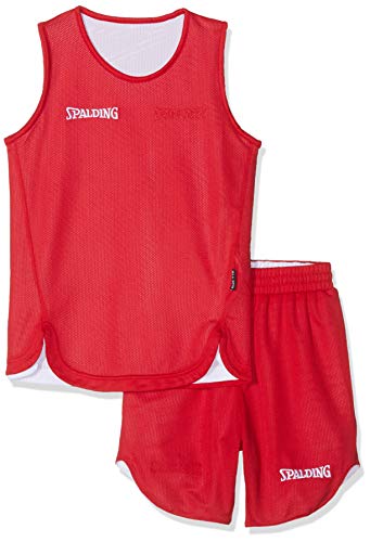 Spalding Doubleface Kids Set, Conjunto reversible camiseta y pantalones de baloncesto para Unisex-Niños, Rojo/Blanco (Red/White), 2XS(128)