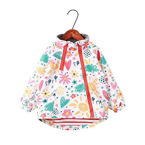 Surwin Chaqueta con Capucha Niña, Rompevientos con Cremallera Abrigos Deportivas Sudadera Cremallera Estampada Capa Encapuchada Tops Chaqueta Cortaviento para Bebés Niñas (Flor del Sol,110)