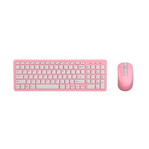 T-ara Súper Tiempo de reacción Kit de ratón de Teclado inalámbrico óptico Tuner Root USB Receptor Combo para PC portátil portátil extremista Traje Fino 2.4 g Sensación Super cómoda (Color : Pink)