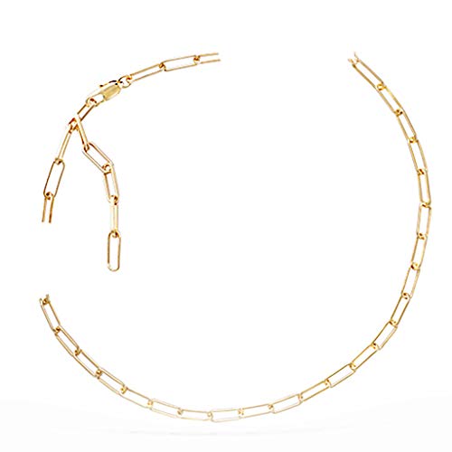 Tata Gisèle - Collar de malla de caballo, chapado en oro de 18 quilates, 3 mm de ancho y 44 cm de largo, bolsa de regalo de terciopelo
