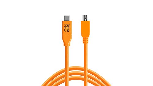 TetherPro USB-C a 2.0 Mini-B 8 pines, 15' (4.6m) (naranja de alta visibilidad)