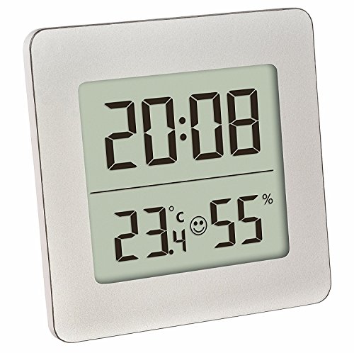 TFA Dostmann 30.5038 Digital Termómetro Higrómetro de clima de control, plata con batería